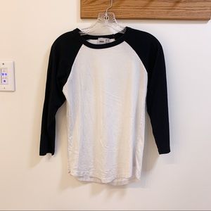 black and white baseball tee